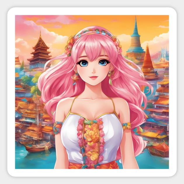 Beautiful pink hair anime princess Sticker by animegirlnft